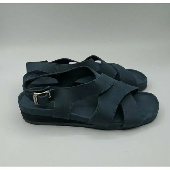 G.H. Bass Sandals Womens Azalea 9 Navy Blue Leather Suede Strappy Comfort Shoes - Picture 6 of 12
